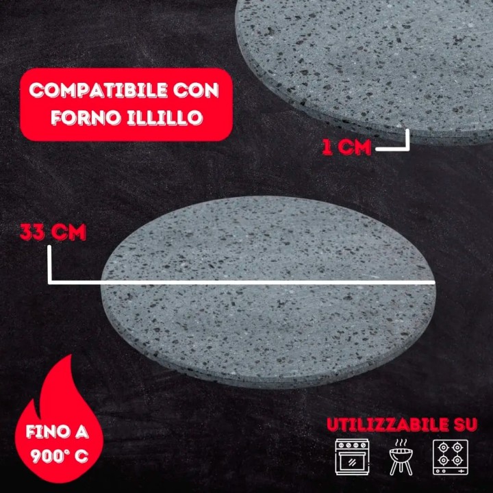 Pierre à pizza pour four ronde Ø 35 cm - vue détail